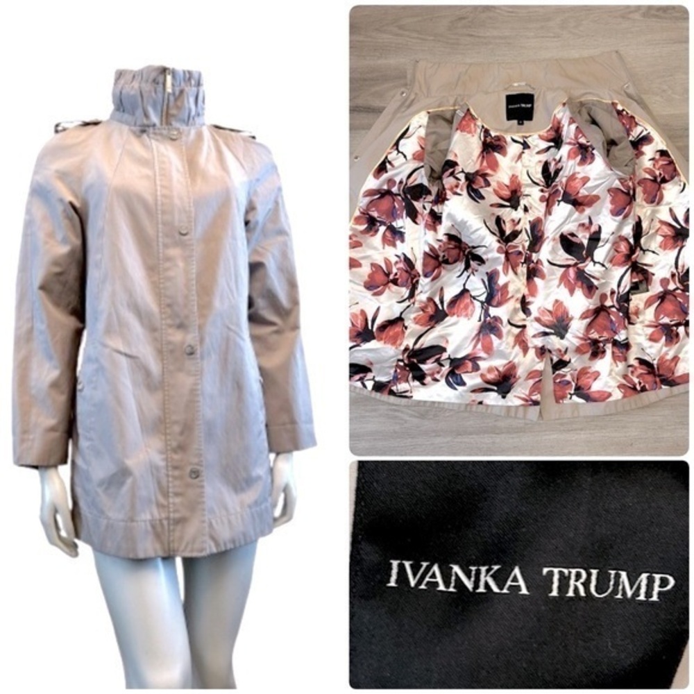 Ivanka Trump Tan Trench Coat Classic Lightweight Design Beautiful Lining